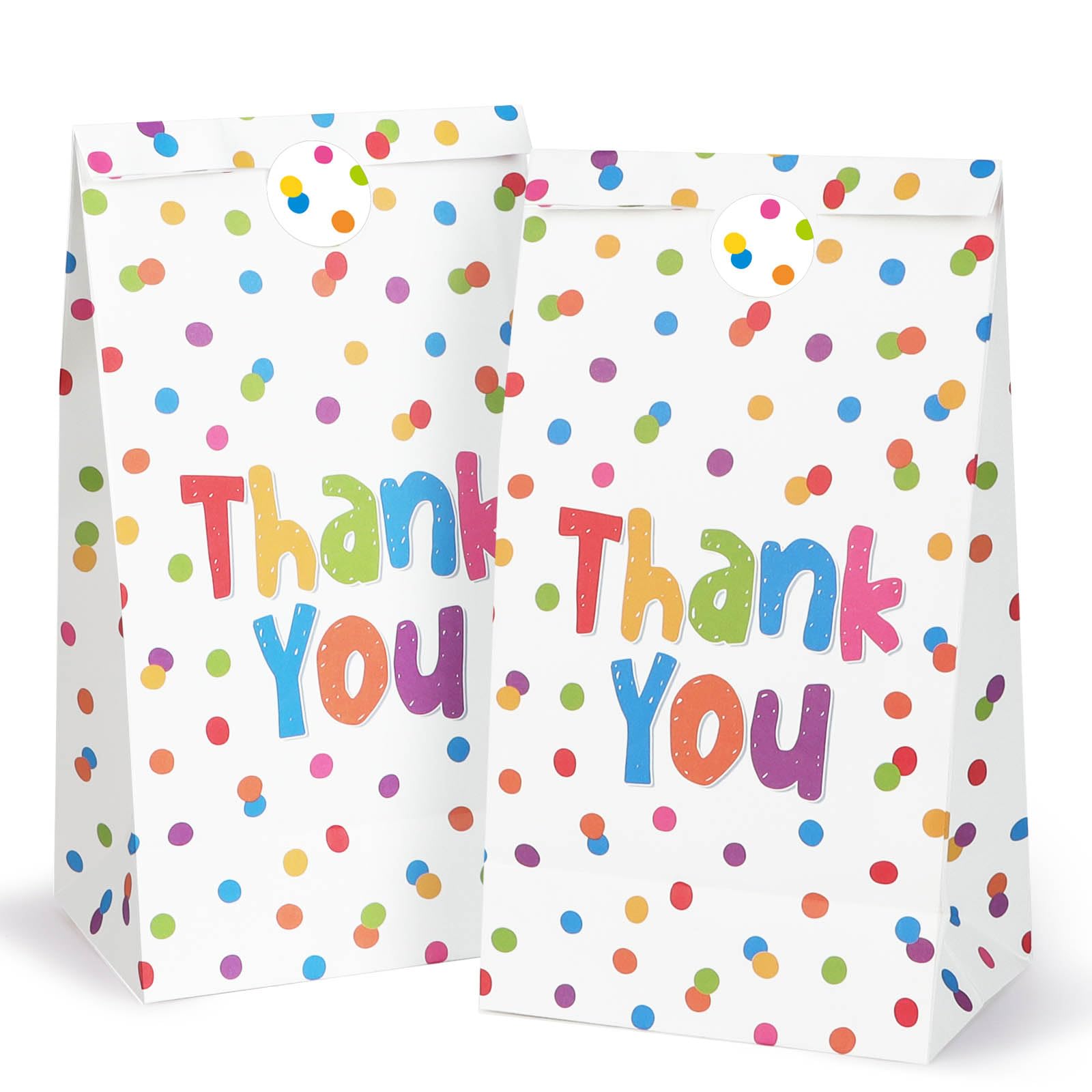 20pcs Paper Party Bags Thank You Birthday Gift Bag with Stickers for Party
