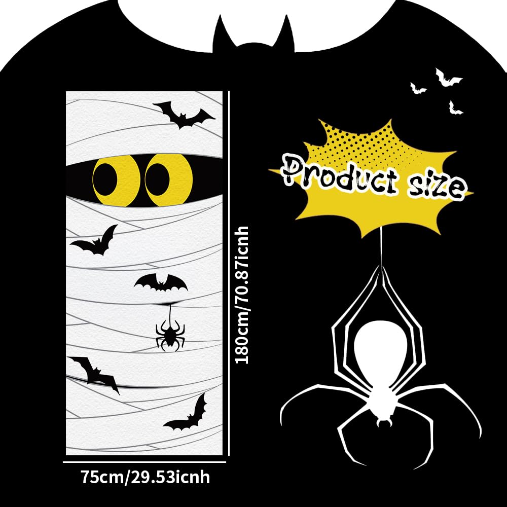 Urocza osłona na drzwi Halloween dekoracje na drzwi Halloween dekoracje ścienne dekoracje halloweenowe na drzwi wejściowe mumia drzwi baner na Halloween do wewnątrz na zewnątrz