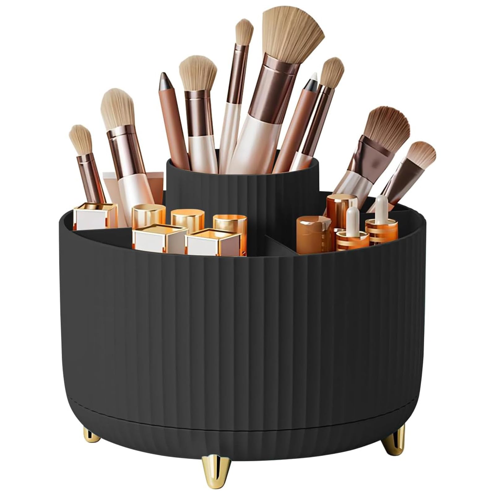 Dyuee 360 Rotating Makeup Organizer Cosmetic Storage Display Cases For Lotions Lipsticks Makeup Brushes, Elegant Countertop Perfume Storage Box For Dr