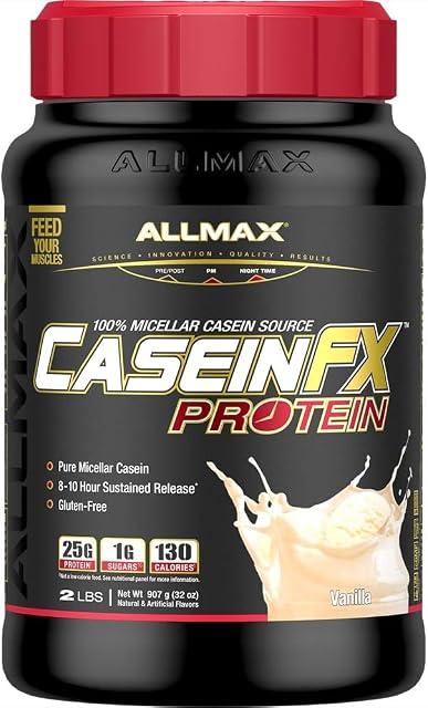 ALLMAX CASEIN-FX Casein Poudre de protéines, vanille, 2 Lb, 27 Services