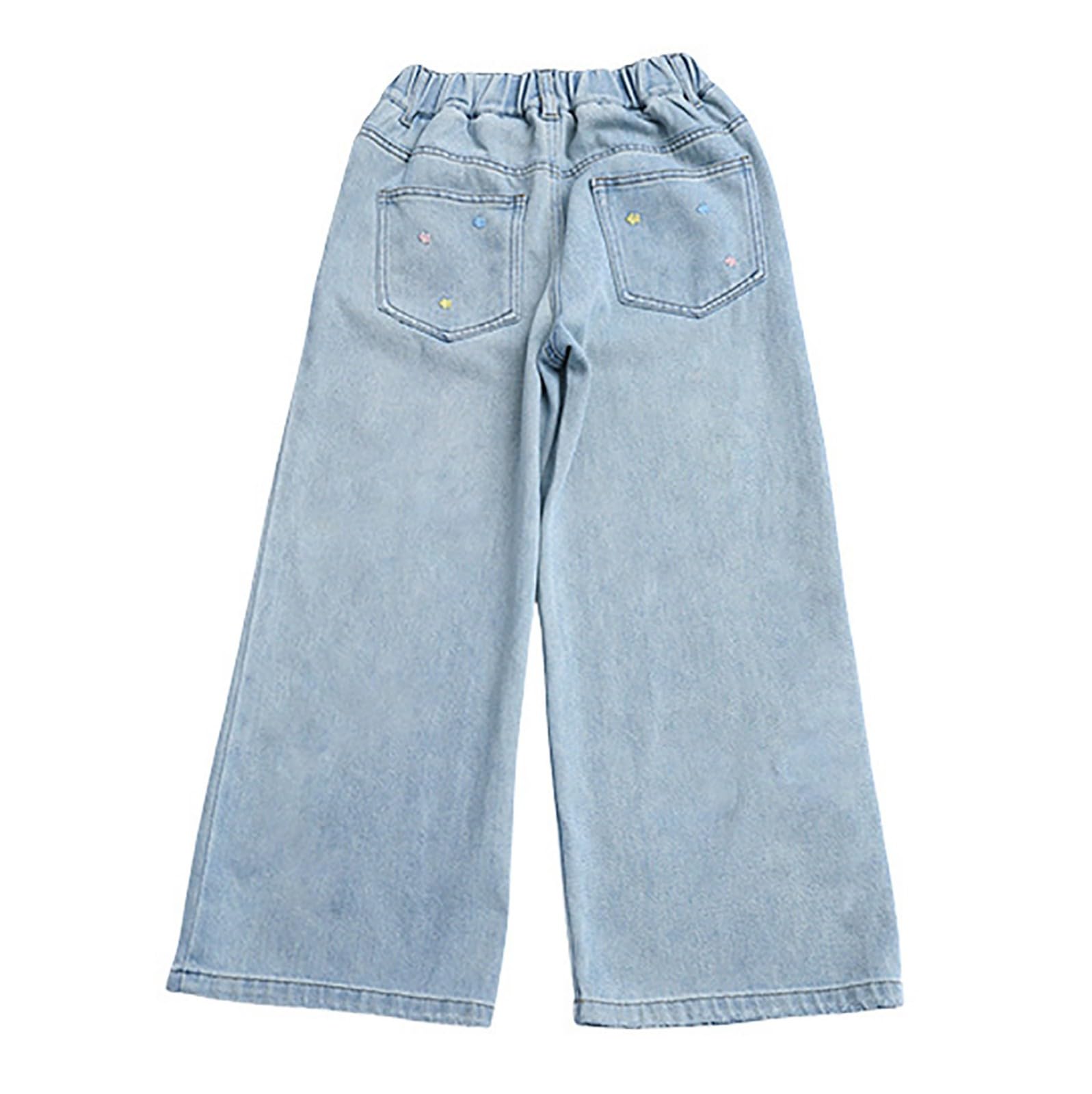 Pantalon de jogging baggy pour garçons et filles - Jean vieilli - Taille élastique - Baggy Denim - Pantalon large