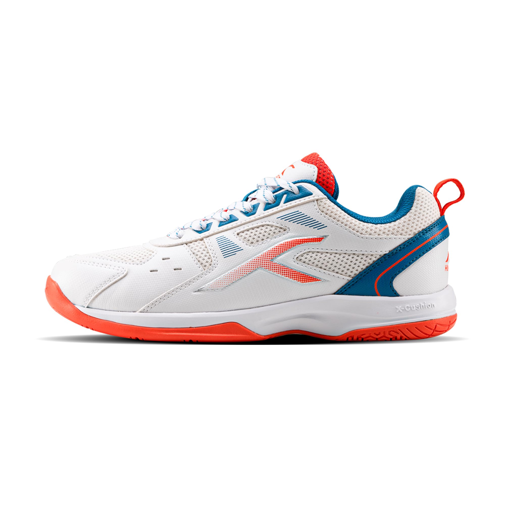 Raze Badminton Shoes (Non Marking) | Also Perfect for Squash, Table Tennis, & Indoor Sports | Lightweight & Durable | X-Cushion, Active Grip Sole (White/Orange/Deep Sea Blue ; 8 UK)-image-42