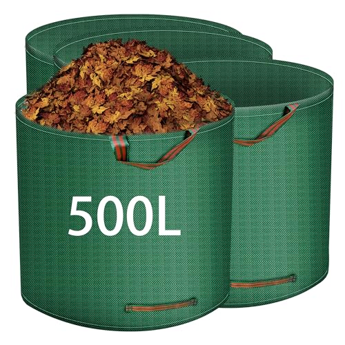 DUCINO Garden Waste Bags,Heavy Duty Garden Bags 4pack,reusable yard waste bags with Handles,Ideal for Collecting Garden Waste, Plant Waste Grass and Leaves(500L)