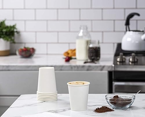 Miniatura 2 de GUSTO Vasos de papel blanco [16 onzas – 100 unidades] Taza de café desechable para bebidas calientes – Resistente y ecológico – Vasos de papel para