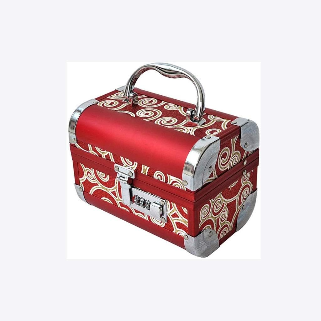 Portable Mini Makeup Train Case Professional Cosmetic Box with Mirror Adjustable Dividers