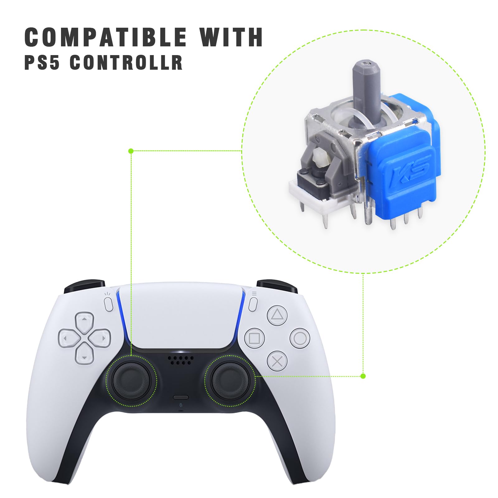 Qualitied TMR Lot de 10 joysticks de rechange électromagnétiques effet Hall pour Xbox One/PS5/PS4/Switch Pro/Xbox One Elite (TMR PS5)