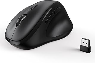 Ergonomic Wireless Mouse with USB Receiver for PC Computer, Laptop and Desktop, Vertical Mouse with Silent Clicks, About 16-Month Battery Life, Up to 1600 DPI & 1 AA Battery Powered, Black