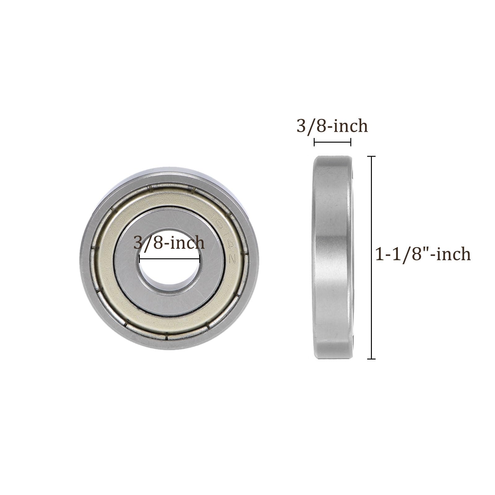 Kozelo 4pcs Deep Groove Ball Bearing 1614ZZ - [9.5mm x 28.5mm x