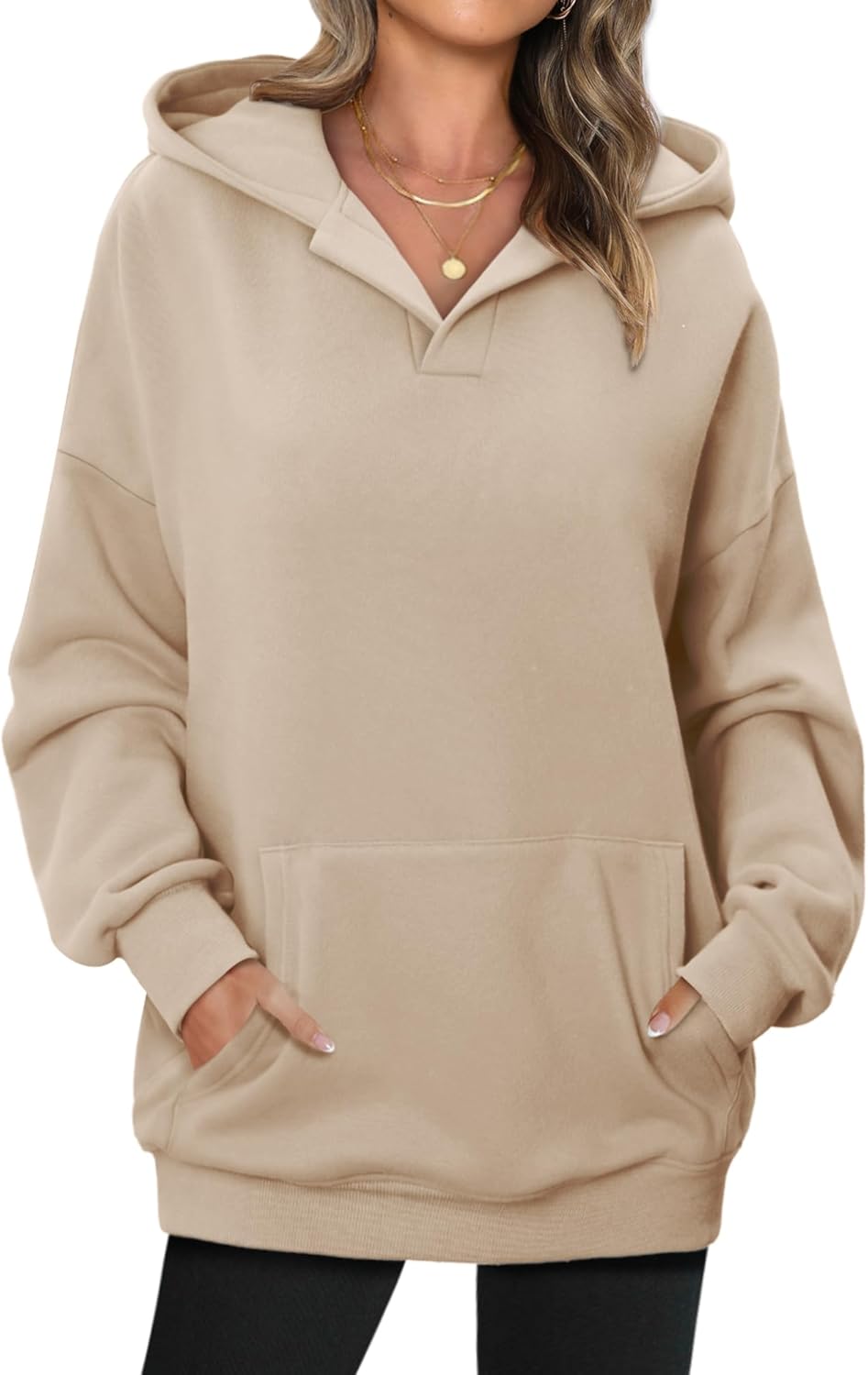 onlypuff Women Essential Hoodies Pullover Sweatshirt Long Sleeve Kangaroo Pocket Fleece Basic Sweater - Image 4