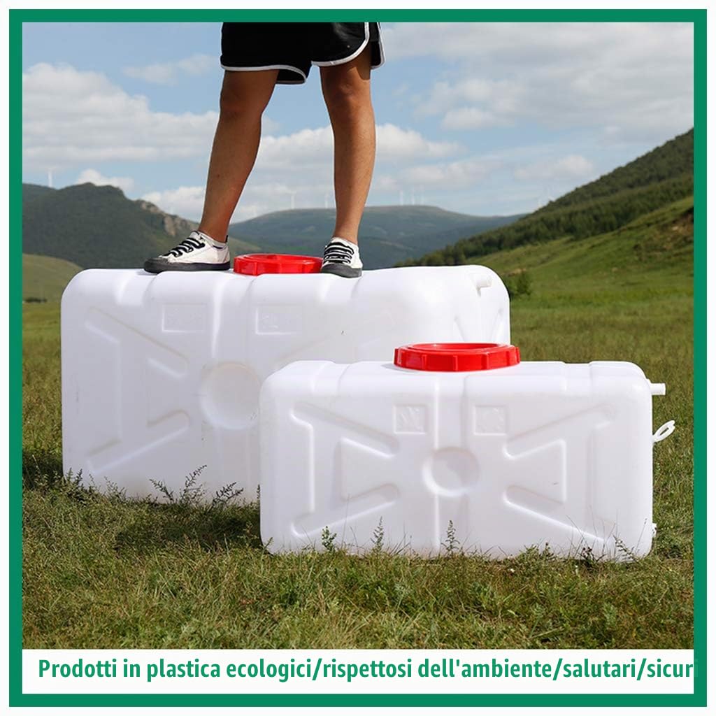Tanica per acqua Bianco 200L Potabile Per Campeggio All'aperto O Contenitore Per Acqua Portatile Per Uso Familiare，Contenitore Orizzontale In Plastica Ad Alto Spessore，Contenitore Per Acqua Con Rubine