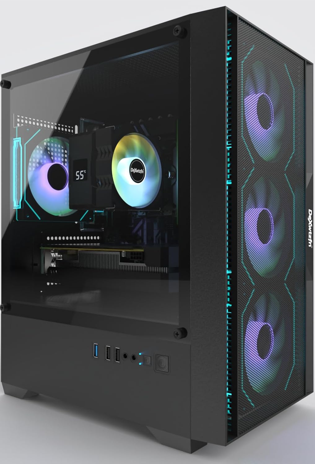 Gaming PC, i7 CPU Up to 4.2 GHz, GTX 1660 Super 6GB Graphics, 512GB SSD, 16GB RAM, RGB Fansx4 for Desktop PC, WiFi 6 BT 5.3, Win11 (i7+GTX 1660S+512GB)