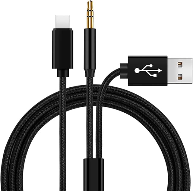 YCTech Aux Cable for iPhone in Car, Braided Nylon 3.5mm Jack Audio Aux 2-in-1 USB Charging Cable for iPhone 14 13 12 11 Pro Max Mini XS XR X 8 7 6 Plus for Car Stereo Transfer Music (1M)