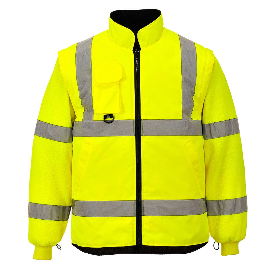 Portwest Hi-Vis 7in1 Jacket Viz Insulated Safety Visability Work Bomber Rain ANSI 3, Small Yellow