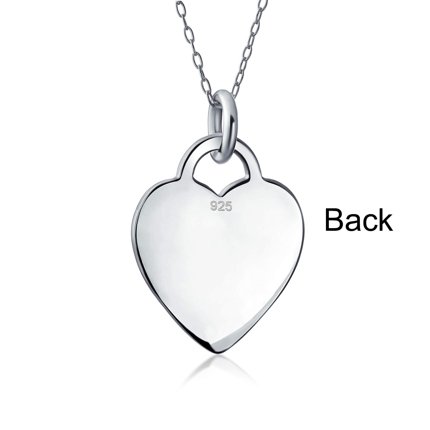 Bling Jewelry Collana con ciondolo a forma di cuore piccolo minimalista di medie dimensioni semplice e liscio per adolescenti e donne in argento sterling .925
