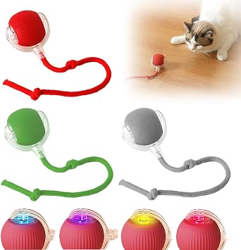 Smart Self Rolling Ball, Interactive Cat Toys Rolling Ball, Interactive Self Moving Balls Toys for Large Small Dogs, Chew Doggie Ball with String, Automatic Rotating Rolling Ball 3pcs