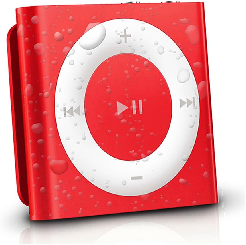 Latest Generation Red Apple iPod Shuffle waterproofed by AudioFlood