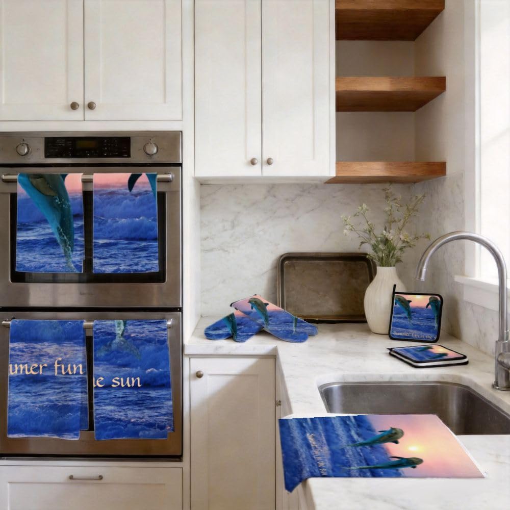 Set di 9 accessori e decorazioni da cucina Happy Dolphins2