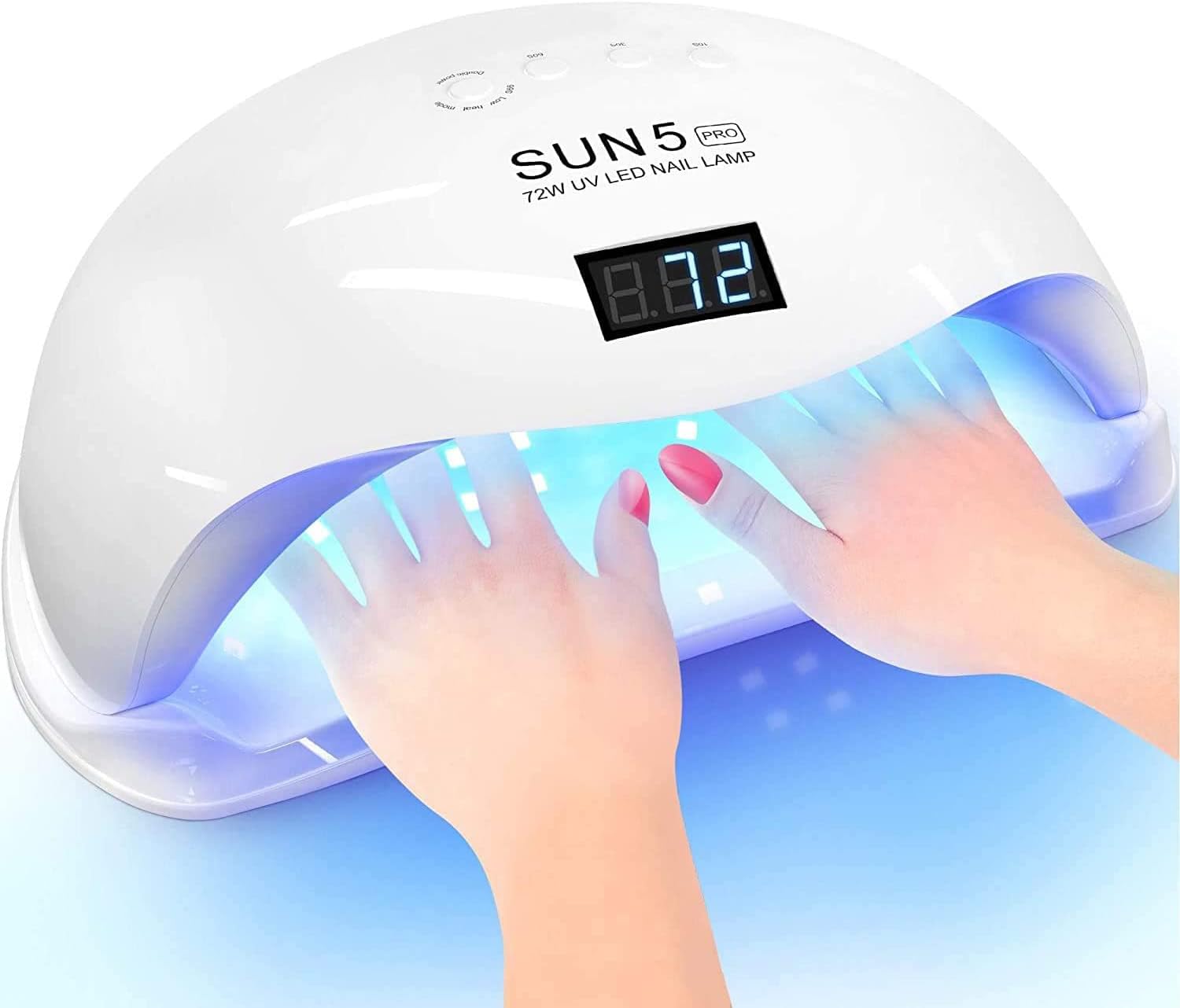 TriLine SUN5 PRO UV LED Nail Lamp 72W, Professional Nail Dryer Machine, Best Gel UV LED Nail Lamp for Fingernail & Toenail Gel Based Polishes – Nail Curing Light with 36pcs LEDs, 4 Timer Settings