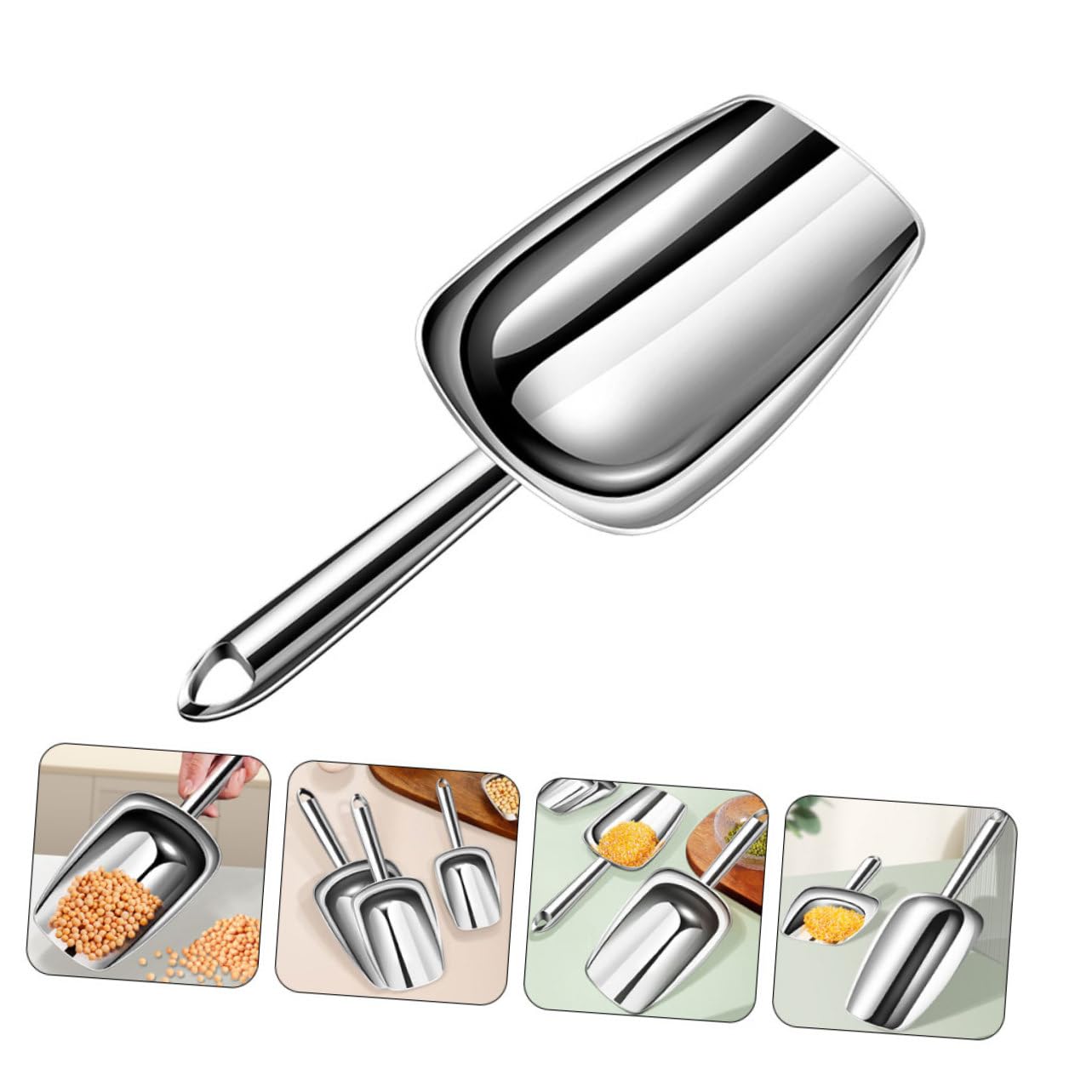 MAGICLULU 4pièces Cuillère à Glace Acier Pour Cuisine Et Bar Pelle Multifonctionnelle Pour Glace Farine Et Céréales Ustensile Ergonomique Avec Poignée Confortable