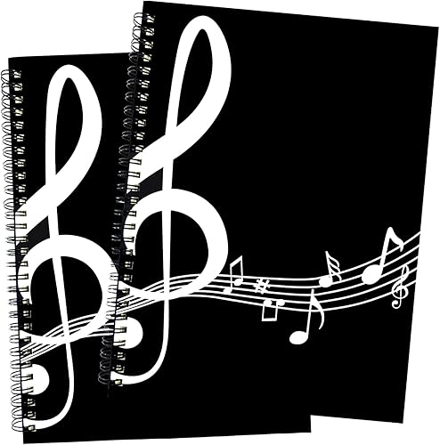 Miniatura 1 de HXYCNNA 2 cuadernos de música, cuaderno en espiral, cuaderno de personal de música, cuaderno manuscrito de música, cuaderno de tapa dura, cuaderno