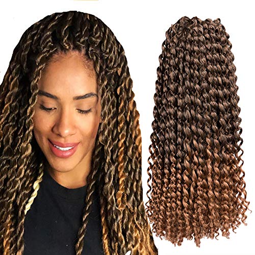 Water Wave Passion Twist Hair 14 Inch Crochet Braiding Hair Extensions 7 packs Bohemian Goddess locs for Butterfly braids Hot Water Setting Synthetic Fiber Crochet Twist Hair (14, t30)