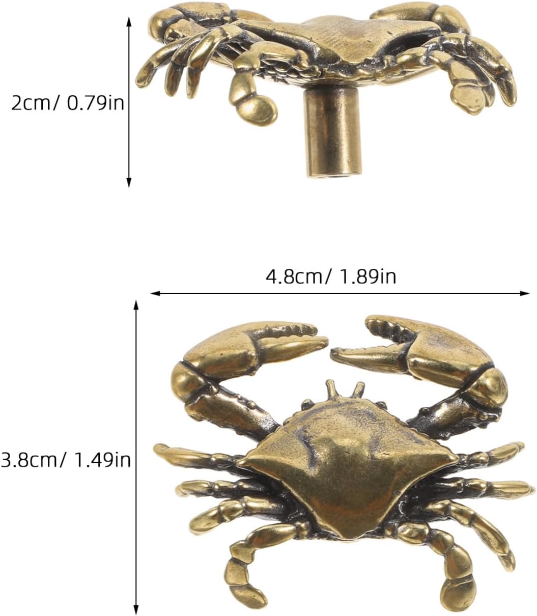 Cabilock Nautical Brass Crab Cabinet Pulls Unique Ocean-Inspired Drawer Handles for Bedroom Living Room Furniture Coastal Beach Theme Hardware Sturdy Nautical Animal Knobs