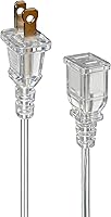 Vista 22 de Cable de Extensión Delgado Blanco de 15 Pies, Cable de Extensión de 2 Clavijas para Uso Interior y Exterior con Toma Única - Ideal para Luces