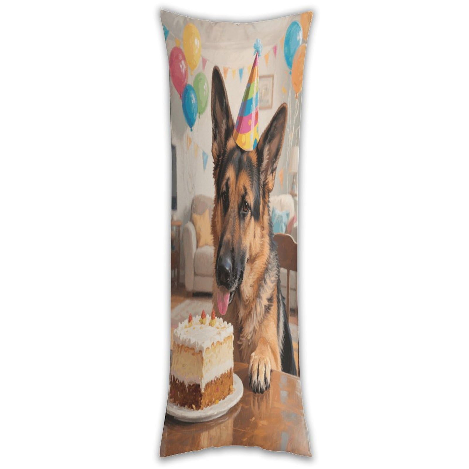 Funny German Shepherd Body Pillow Cover with Hidden Zipper Breathable Polyester Long Pillow Case Cozy Fuzzy Body Pillowcase Ultra Soft Long Pillow Cover for Bedroom 18.9 X 53 in