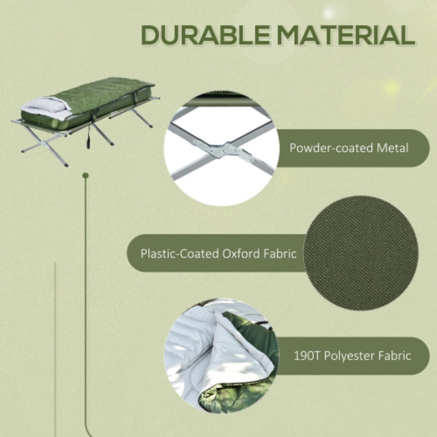 Camping Bed, Outdoor Folding Bed Set, Single Travel Bed, Equipped with Mattress, Sleeping Bag, Pillow and Handbag, Comfortable and Portable, Suitable for Travel Camping Beach