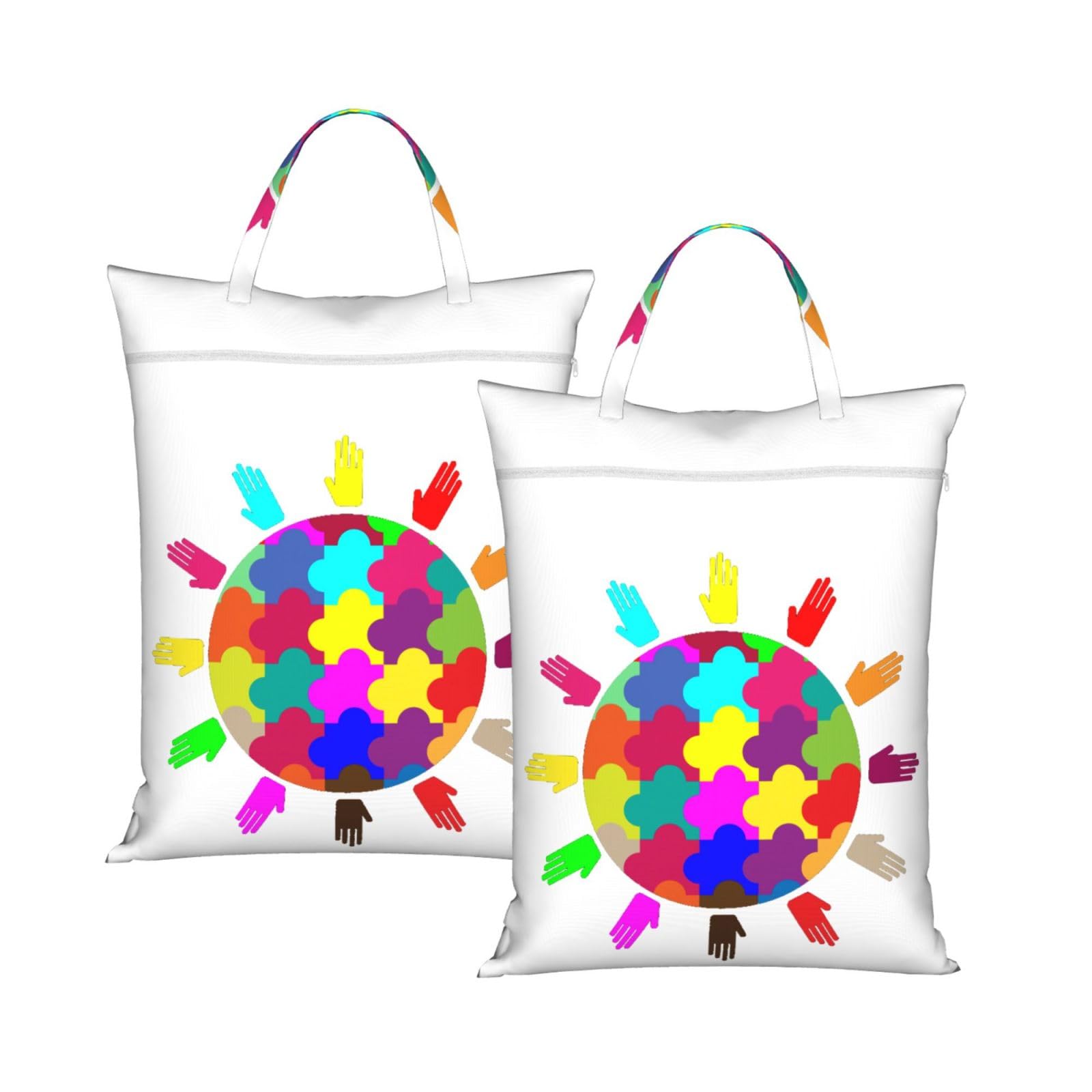 Cyanlit 2Pcs Autism Awareness Month 2 Pcs Large Travel Laundry Bags Waterproof Wet Dry Bag For Travel,Swimming