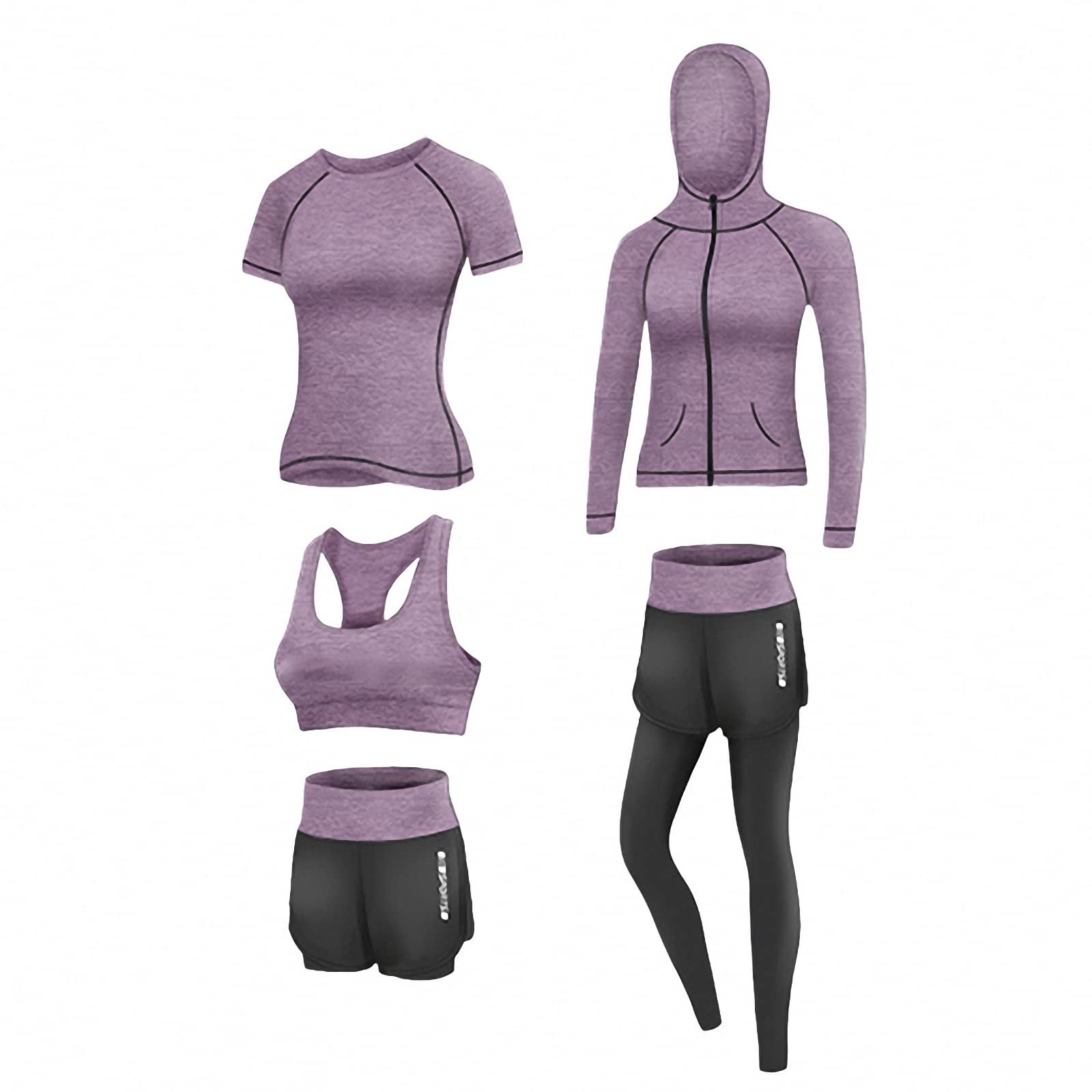 5-częściowy damski dres fitness, joga dla początkujących odzież na siłownię, do biegania na co dzień szybkoschnące legginsy, styl 1, S