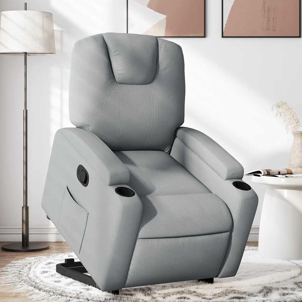 vidaXL Sillón Reclinable Elevable, Silla con Respaldo Reposabrazos, Sillón de Relax Descanso, Asiento Ajustable para Ancianos, Tela Gris Claro