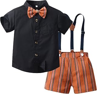 Macacão de algodão para meninas, manga curta, camisa colorida, gravata borboleta, shorts de desempenho, terno cavalheiro para recém-nascidos