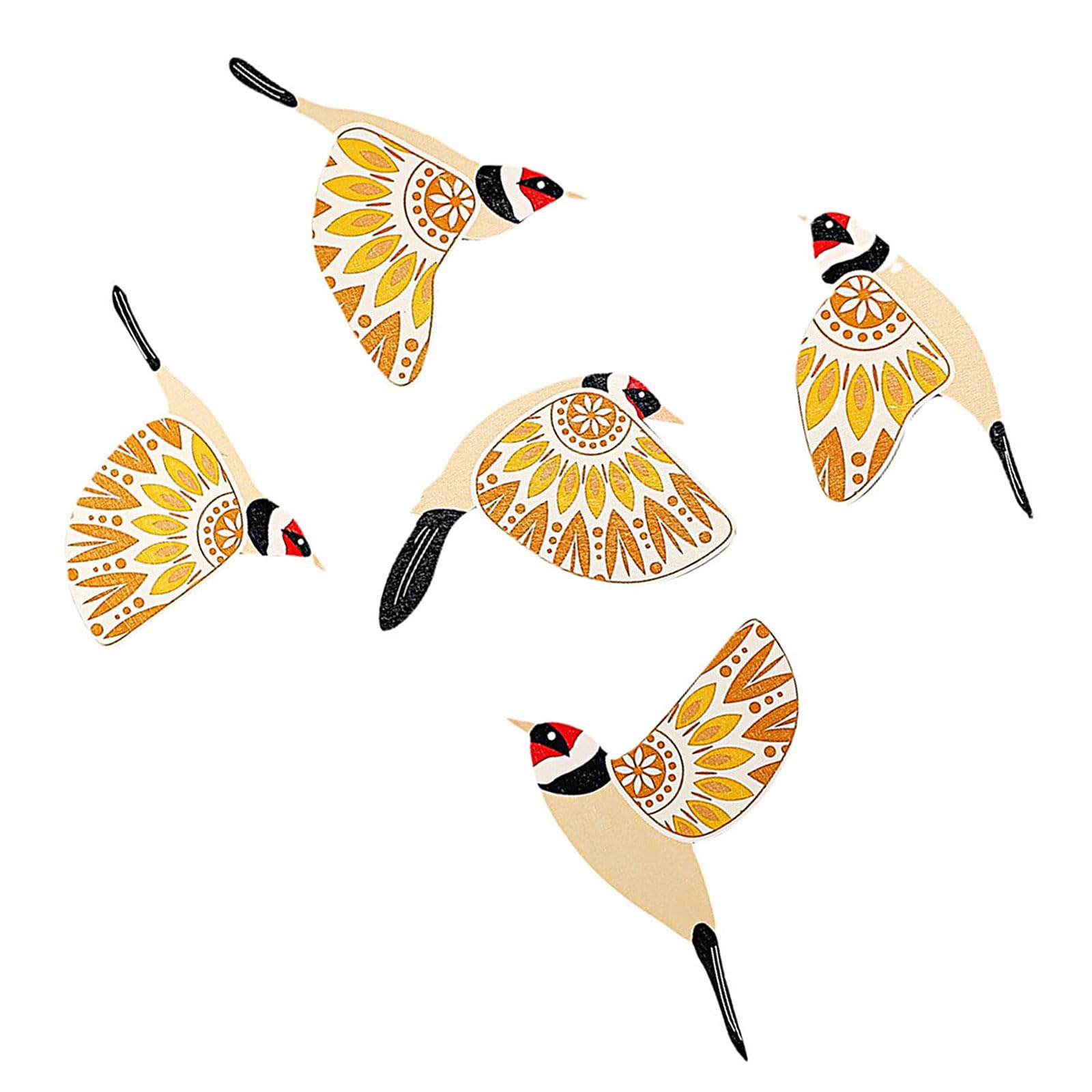 Tsophreniq Handcrafted Bird Wall Decors 5Pieces Wooden Hanging Ornaments for Home Decoration Scandinavian Maximalist Styles Gift Wooden Bird Wall Sticker