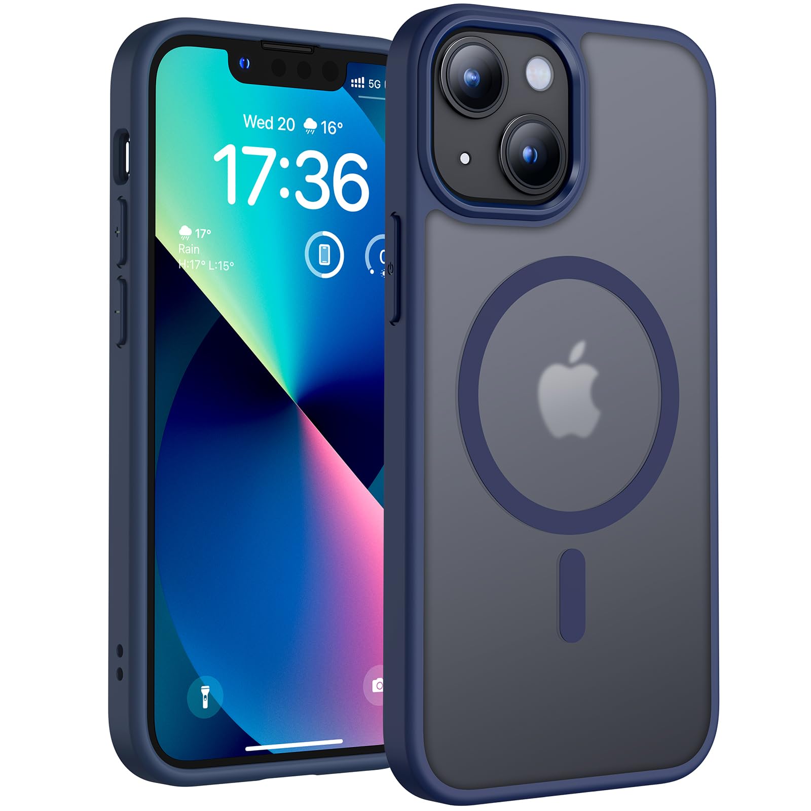 TOCOL Cover Magnetica per iPhone 13 Mini 5,4 Pollic, Compatibile con MagSafe, Custodia Antiurto Traslucida Opaca, Blu