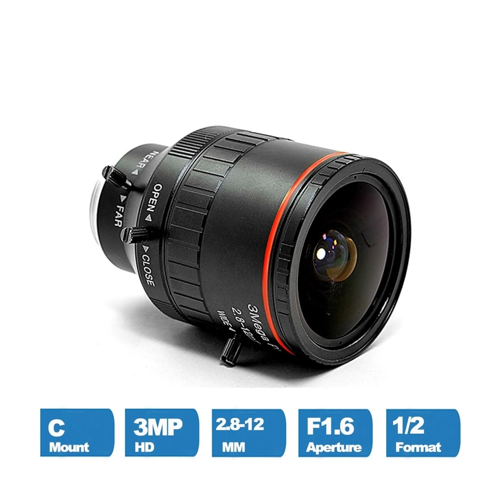 Obiettivo 3.2 Mm F1.2 12MP Per Telecamere Di Sicurezza Con Attacco CS – Ottica Professionale In Lega Di Alluminio Per Visione Notturna E Grandangolo - 5