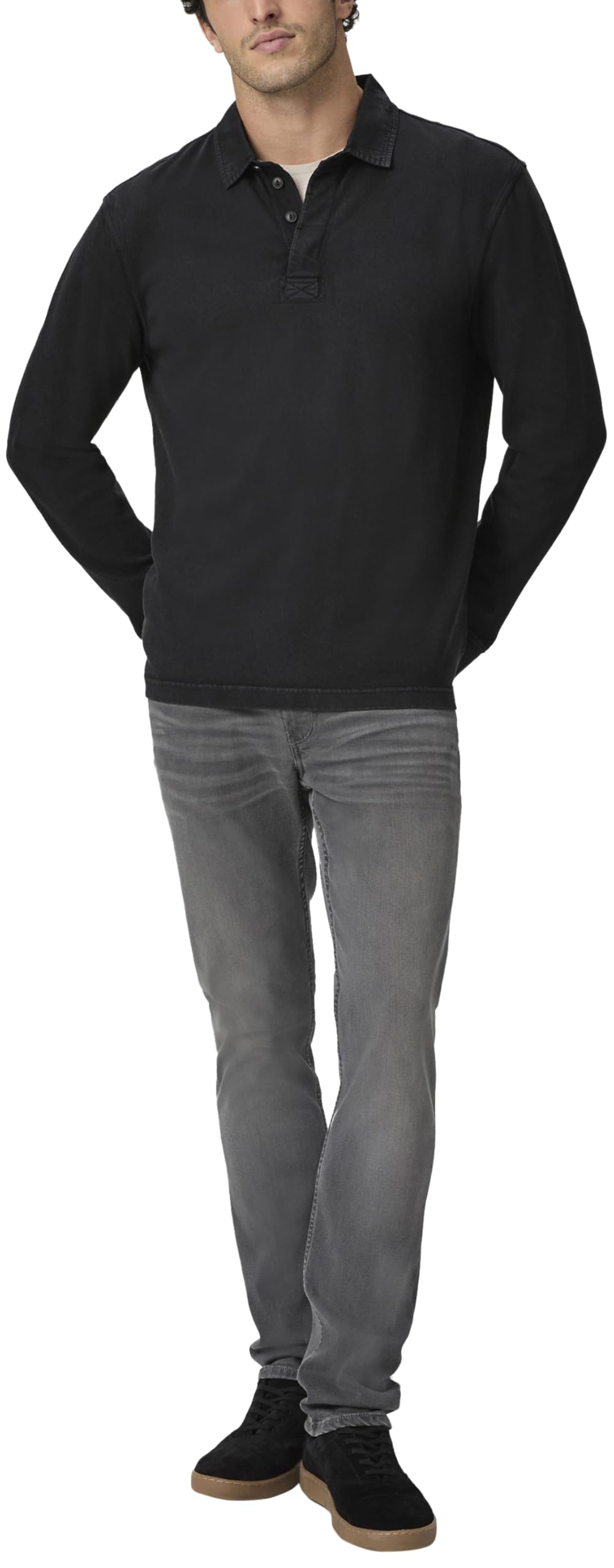 PAIGE Men's Colter Rugby Jersey Pullover, Vintage Black