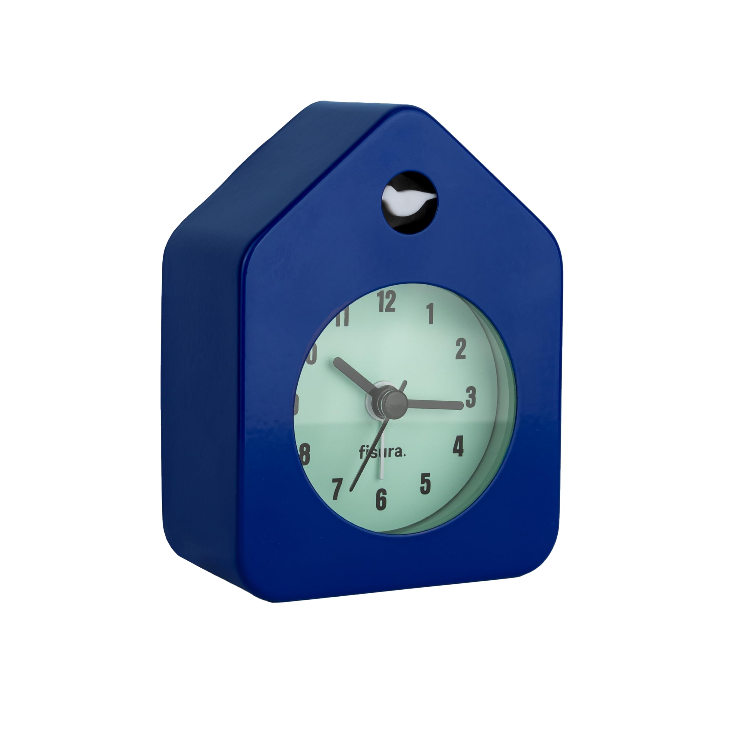 Fisura – Mini huisje wekker groen. Analoge wekker zonder tikken, originele wekker. Kleine wekker. Afmetingen: 9,7 cm x 7,3 cm x 4,5 cm. Werkt op 1 AA- batterij