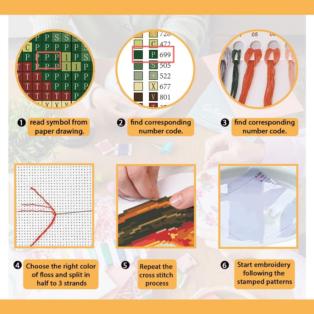 FREEBLOSS 11CT Stamped Cross Stitch Kit for Adults Beginners with Instructions Ramen Delights Pattern Cross Stitch Wall Hanging Kit Embroidery Wall Art Decoration No Frame 18x18in