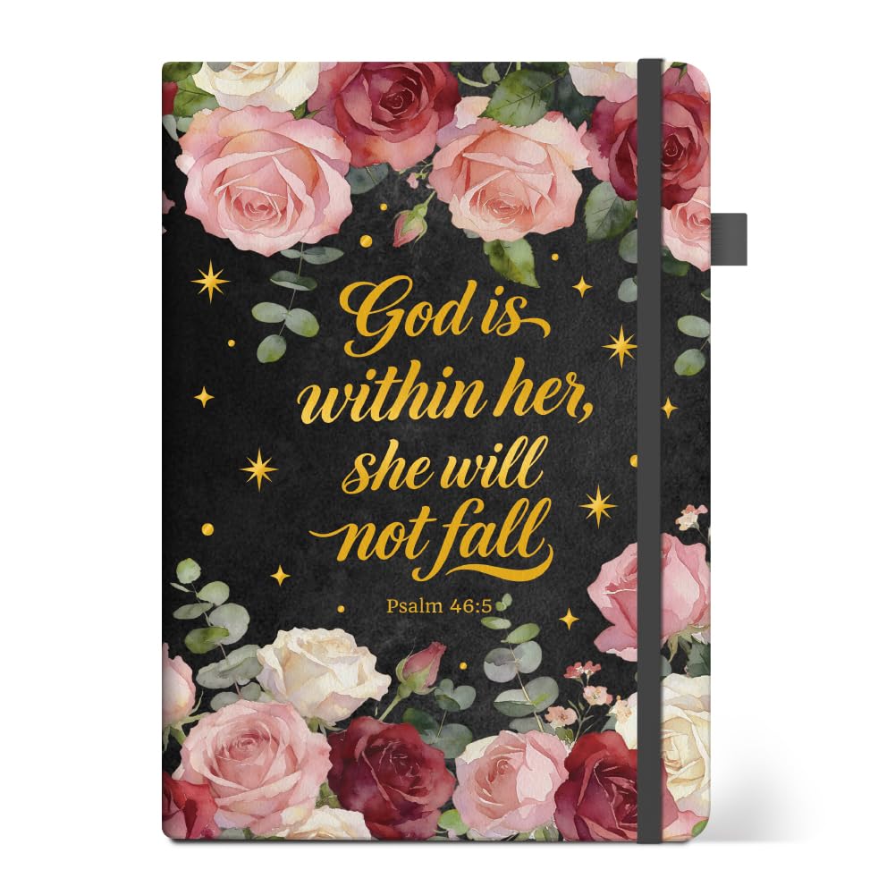 ANATTASOUL Rose and Bible Text A5 Lined Journal Notebook for Women Men