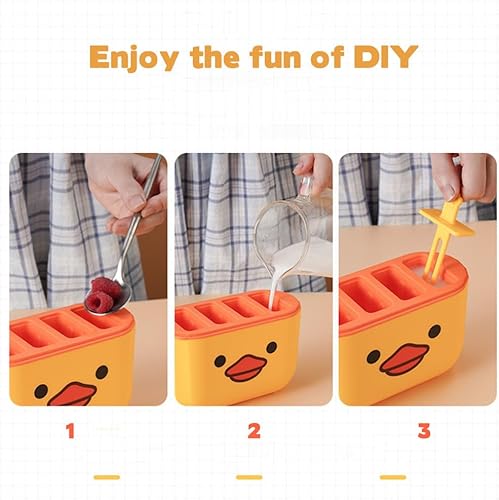 Miniatura 2 de PHILISENMALL Moldes para paletas de hielo de oso y pato de dibujos animados, de fácil liberación, sin BPA, moldes de plástico de grado alimenticio,