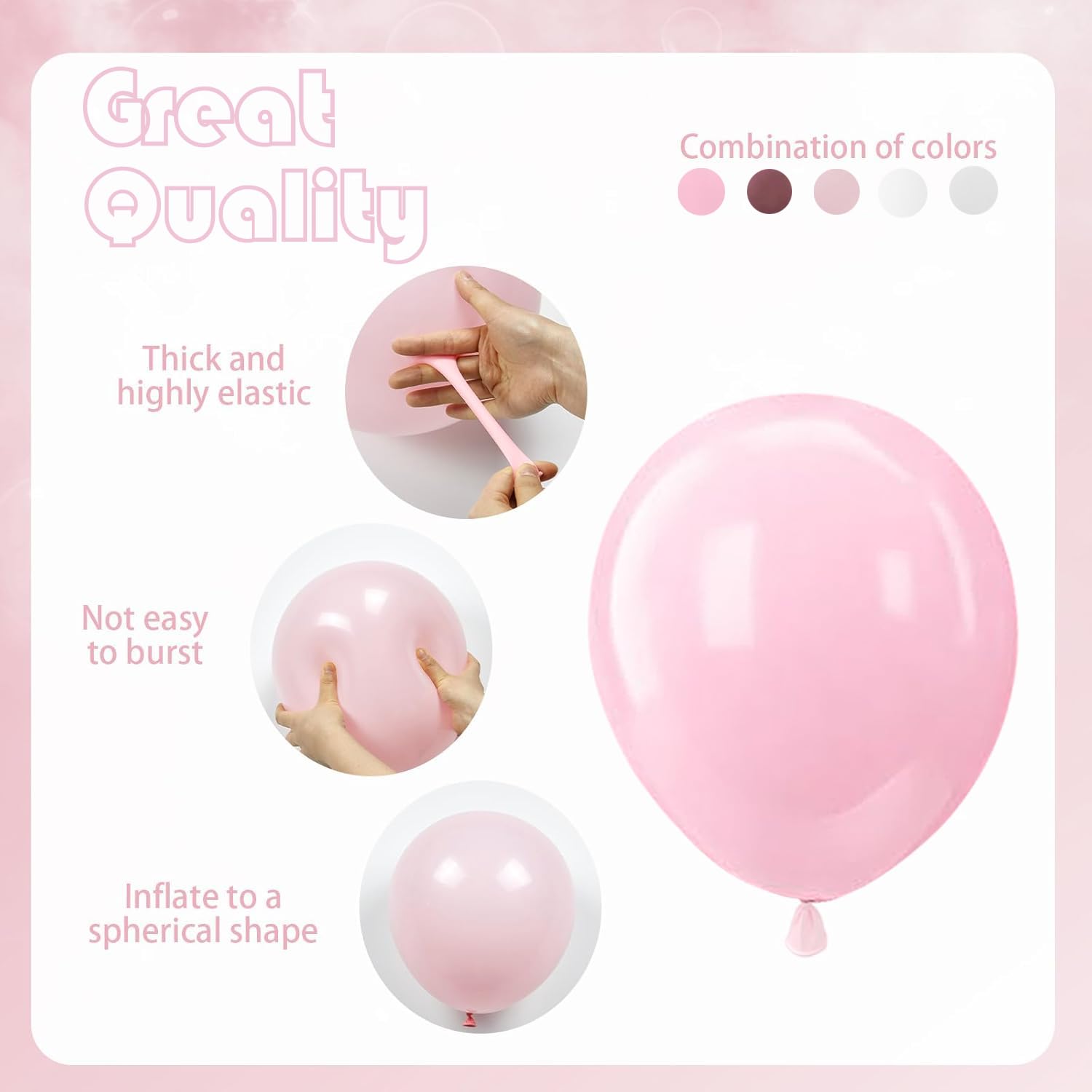 Rosa Luftballons, 60 Stück, 30,5 cm, metallisch, hellrosa und perlweiß, Luftballons für Geburtstag, Hochzeit, Babyparty, Brautparty, Party-Dekorationen