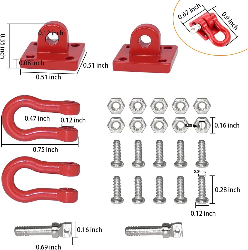 WEISHUJI Metal Trailer Shackle,RC Trailer Tow Hook,Hooks Buckle Winch Shackles Accessory for 1/10 RC Car Truck Climbing Car D90 SCX-10 TRX-4 Upgrade Part : Toys & Games