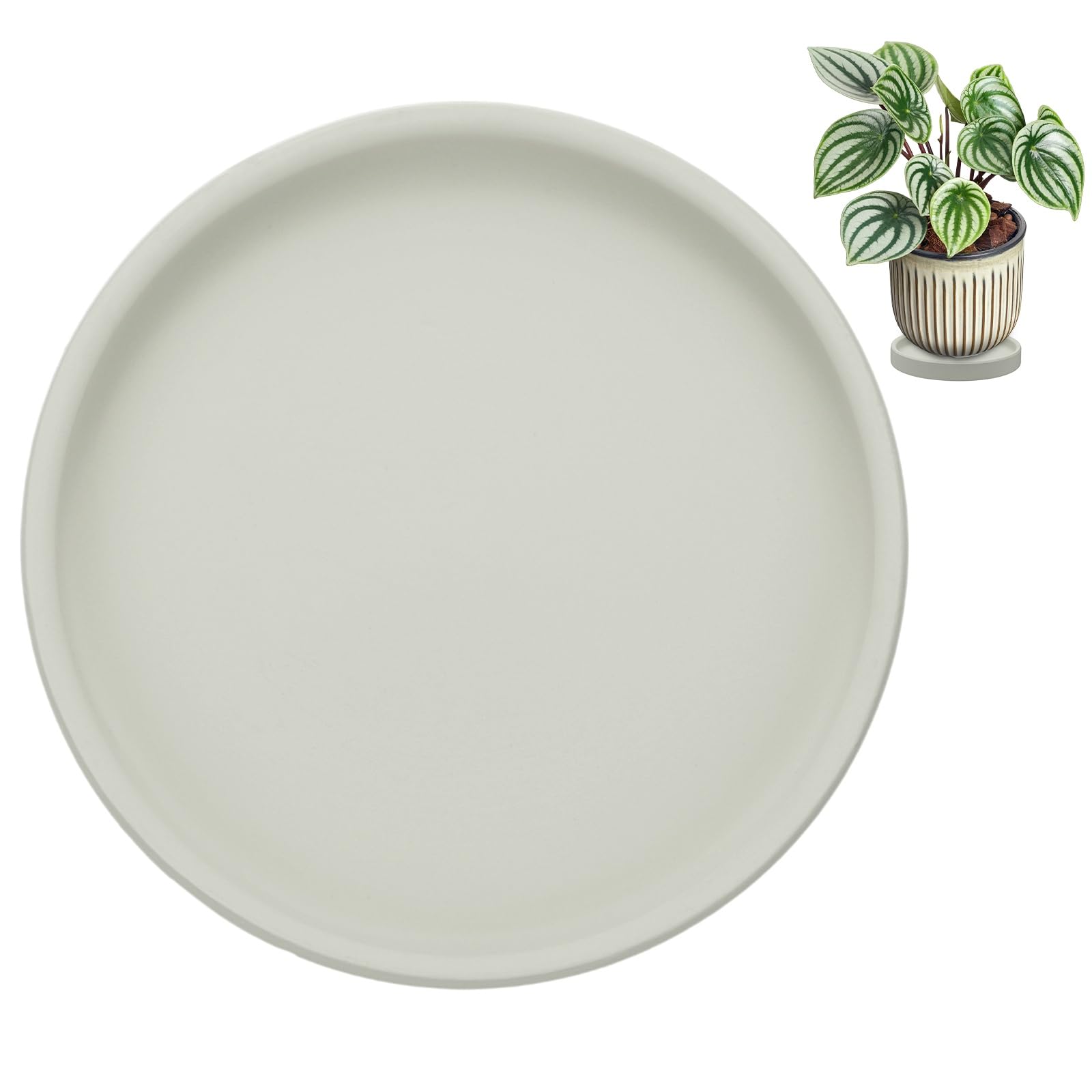 M METERXITY 1-Pack Plant Saucers 4.3 inch ID, 4.7 inch OD Ceramic Gray