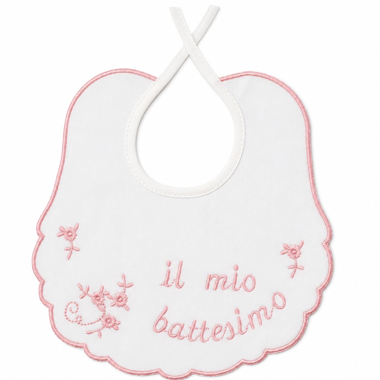 Bavaglino Il Mio Battesimo Ricamato 100% Cotone Artigianato Made In Italy