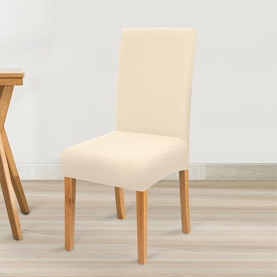 Granbest Premium Waterproof Dining Chair Covers Set of 4, Stretch High Back Chair Slipcovers for Dining Room, Washable Removable Chair Protector for Banquet, Kitchen, Party, Hotel (Beige, Pack of 4)