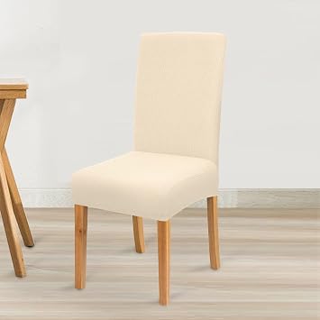 Granbest Premium Waterproof Dining Chair Covers Set of 4, Stretch High Back Chair Slipcovers for Dining Room, Washable Removable Chair Protector for Banquet, Kitchen, Party, Hotel (Beige, Pack of 4)
