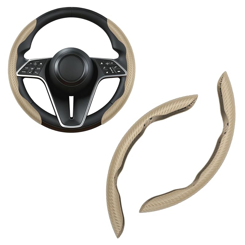 Capa para Volante em Fibra de Carbono Bege LevChall TXYG-Beige com Encaixe Universal