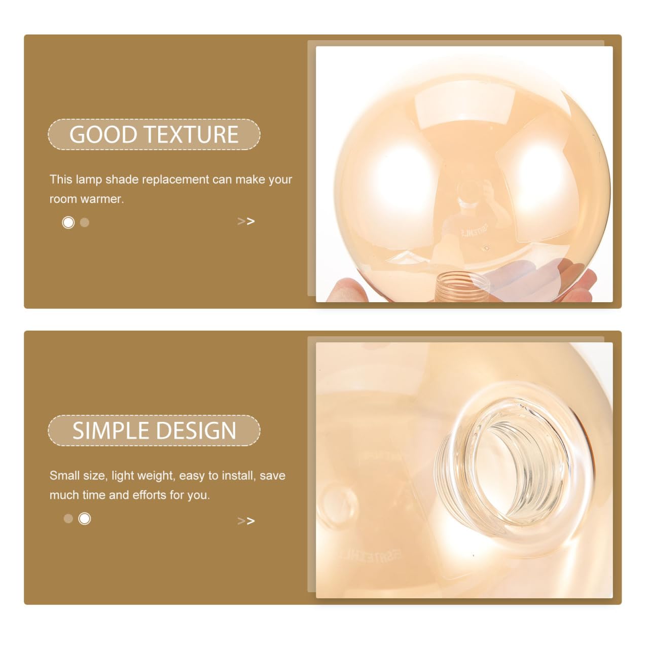 SHINEOFI Amber Glass Globe Lampshade Replacement Ball Shape Lamp Shade Decorative Ceiling Light Cover 4.72 Inch for Indoor Lighting - Image 4