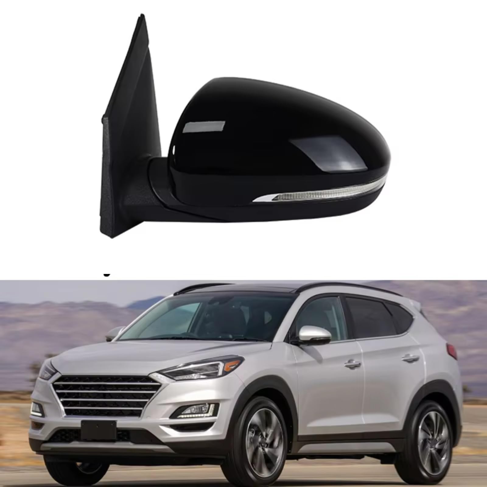 Conjunto Espejo Retrovisor Lateral Coche Para Hyundai Para Tucson 2015-2019 5 Cables Con Lámpara De Señal De Giro De Lente Eléctrica Espejo Retrovisor Conjunto